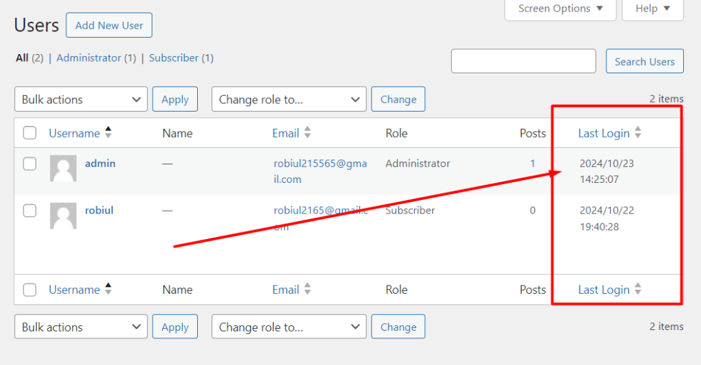 last-login-display-dashboard-view